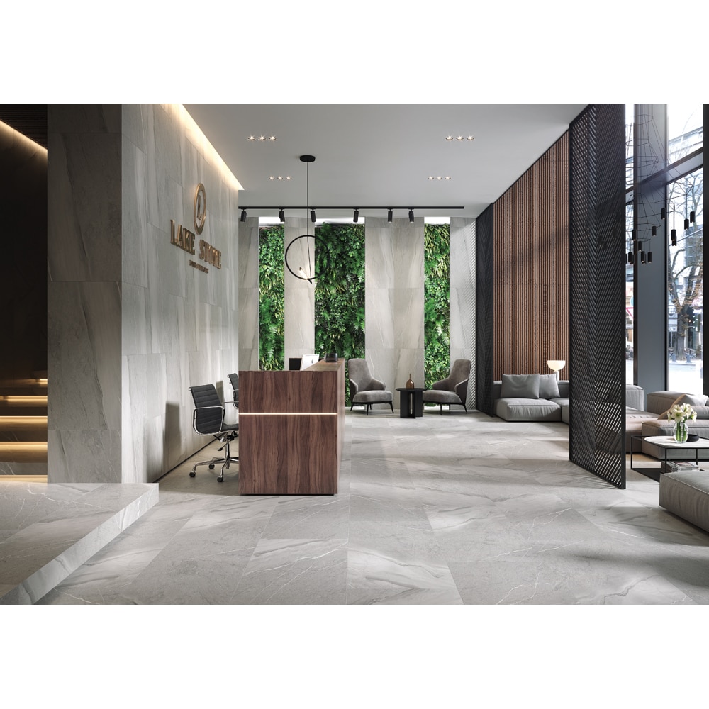 Gresie interior /exterior Cersanit Lake Stone, 120 x 60 cm, 1.43 mp/cutie, gri