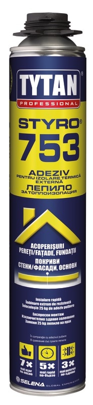 Spuma adeziva, aplicare pistol, 750ml, Albastru   Tytan