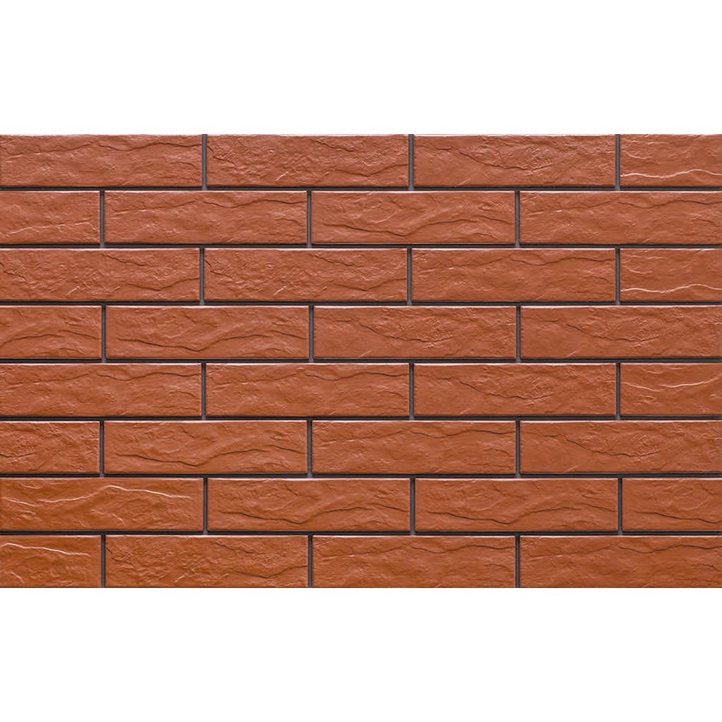 Placa pentru fatada Red Rustical, 24.5 x 6.5 x 0.65 cm rosu, 0.5 mp/cutie