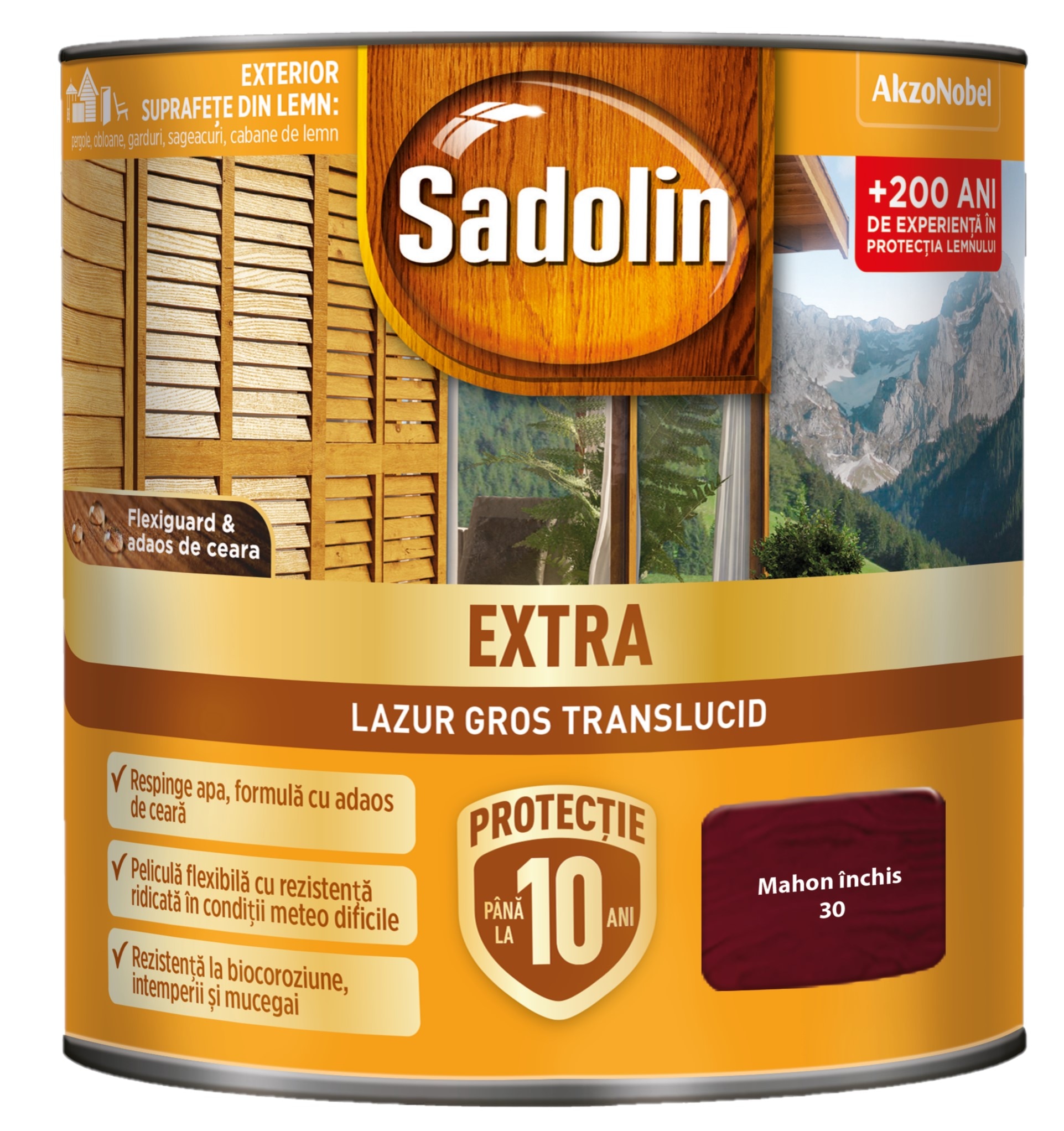 Lazura pentru lemn, mahon inchis, 0.75 l • Sadolin