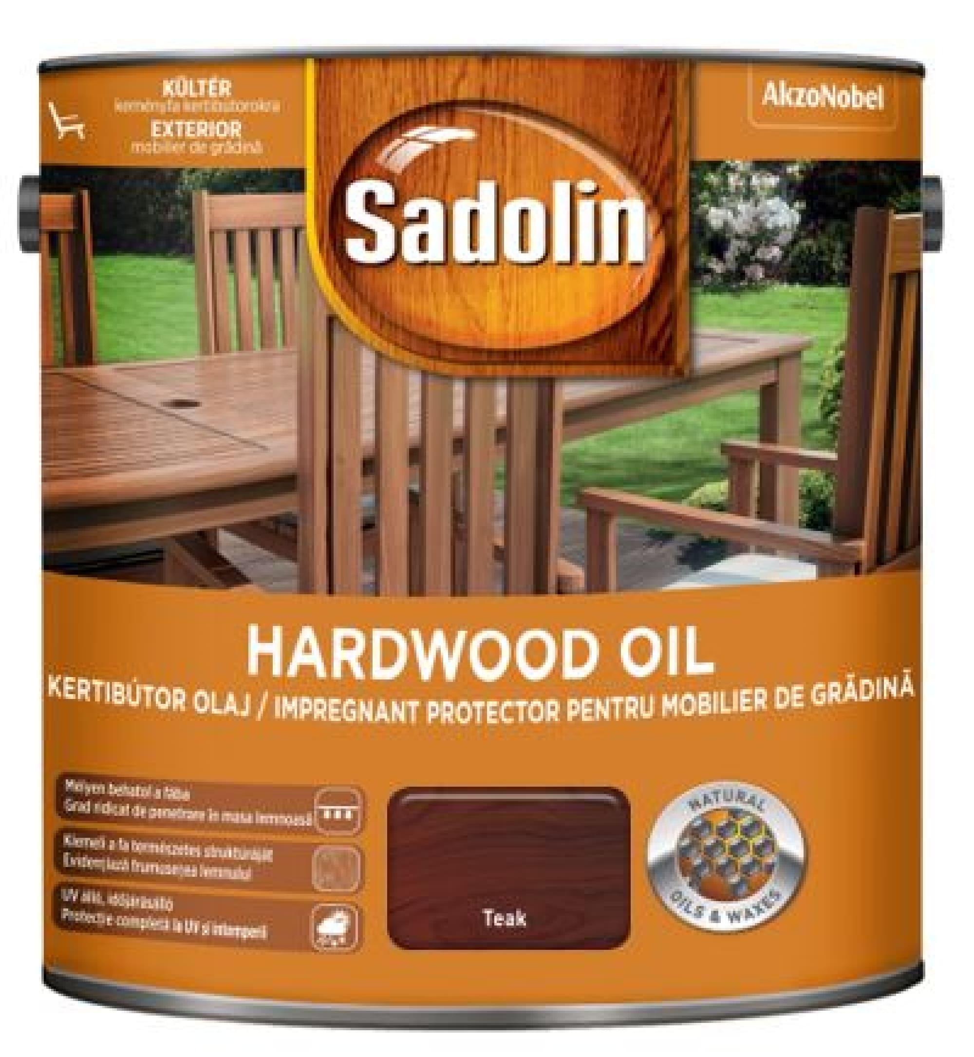 Ulei de in pentru lemn, teak, 2.5 l • Sadolin