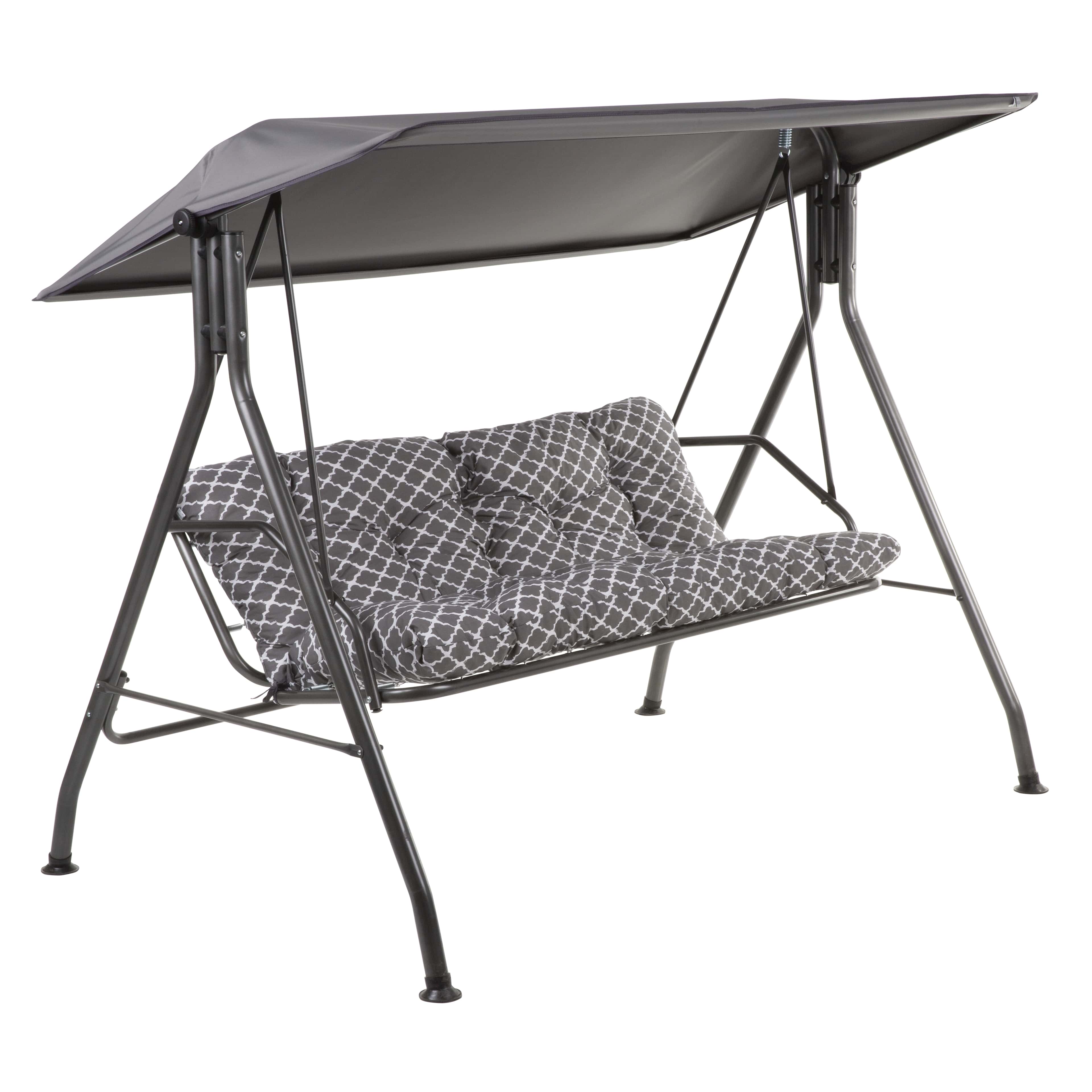 Balansoar de gradina Marbella, gri, otel, 3 locuri, 202 x 126 x 155 cm, sarcina maxima 300 kg