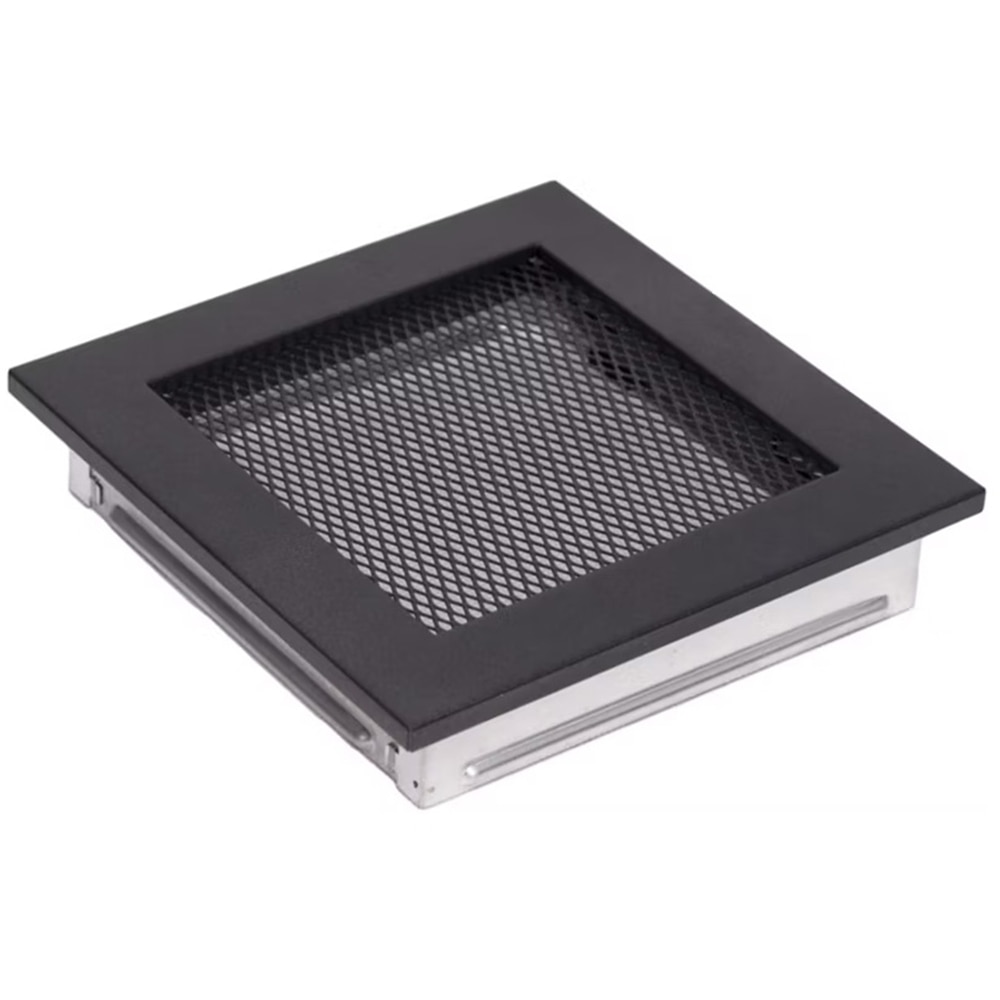 Grila ventilatie semineu, otel, 170 x 170 mm, negru