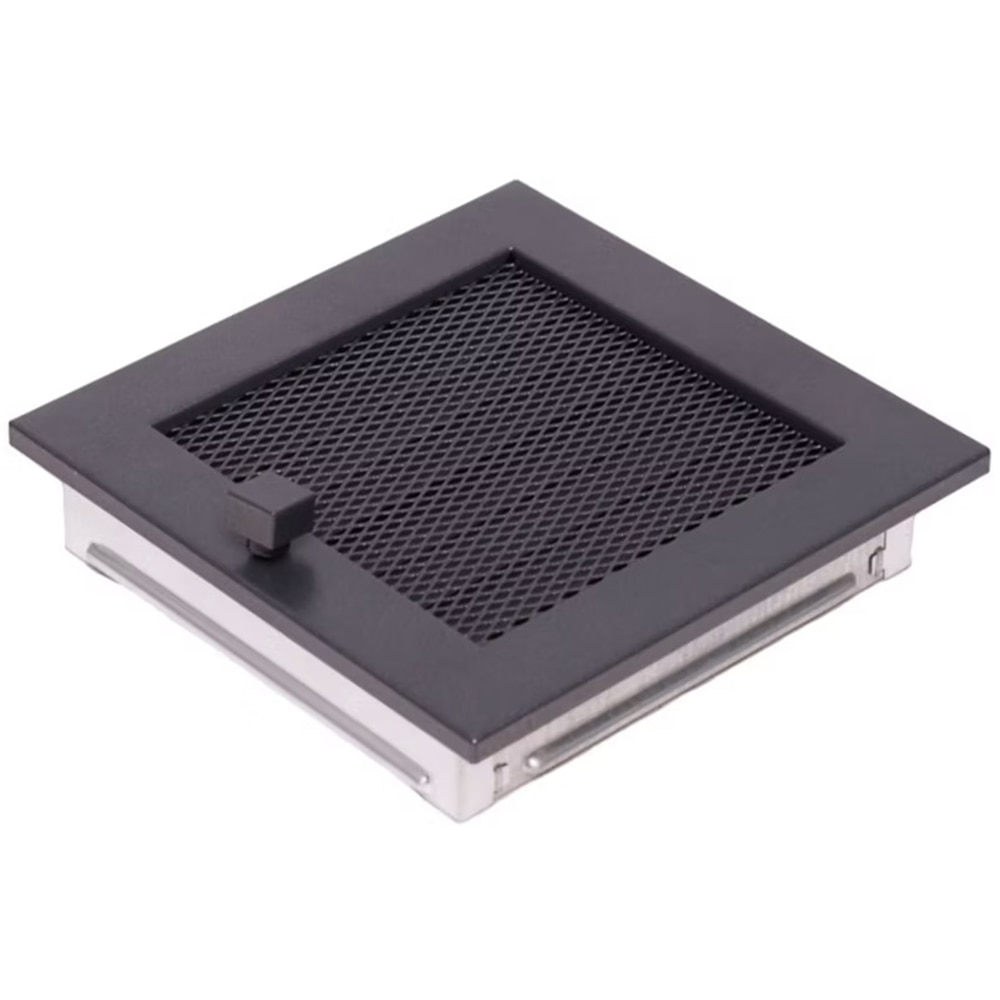Grila ventilatie semineu cu jaluzele, otel, 170 x 170 mm, negru