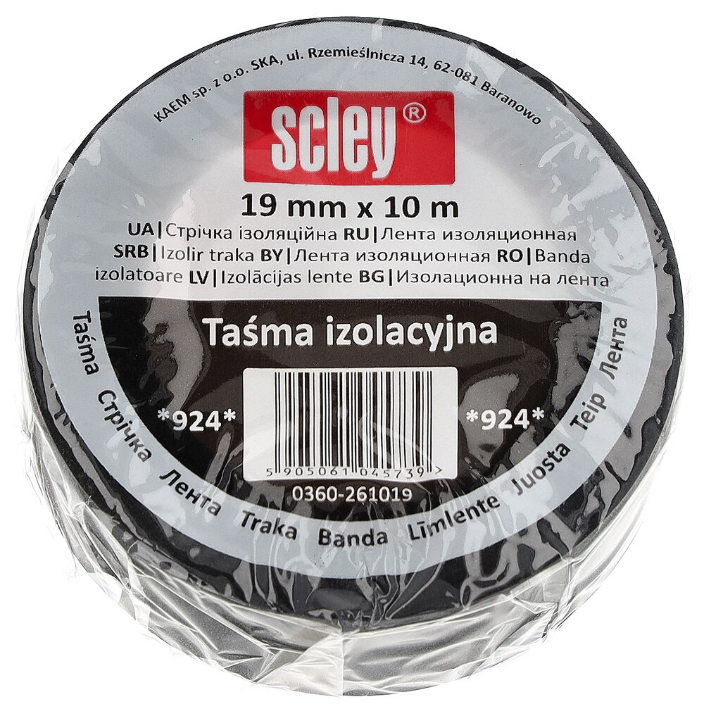 Banda izolatoare SCLEY 924, PVC, 10 m, negru