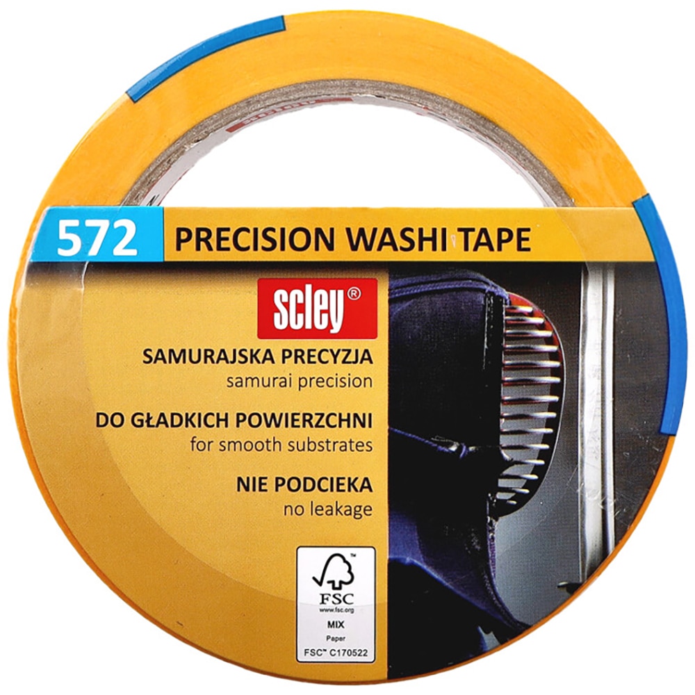Banda adeziva mascare SCLEY 572 Precision Washi Tape, 25mm x 33m, galben