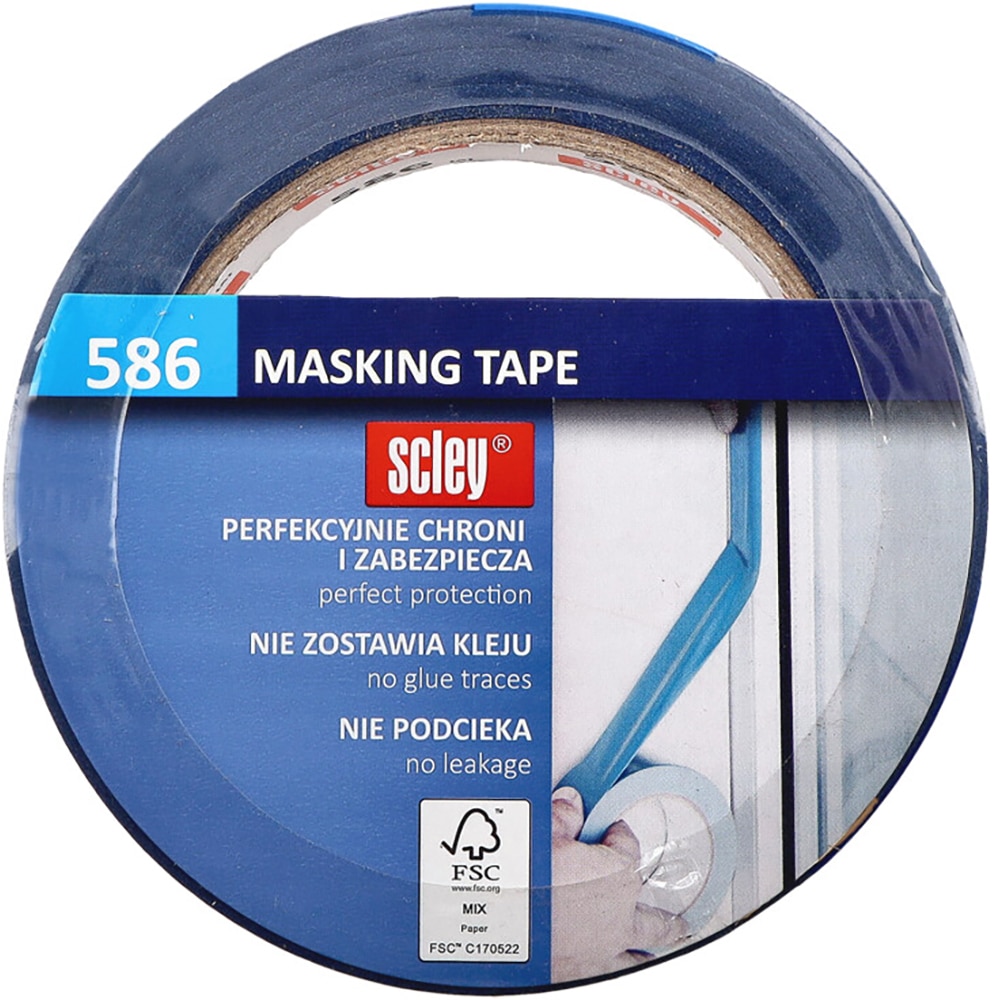 Banda adeziva mascare SCLEY 586 Masking Tape, 25mm x 33m, albastru