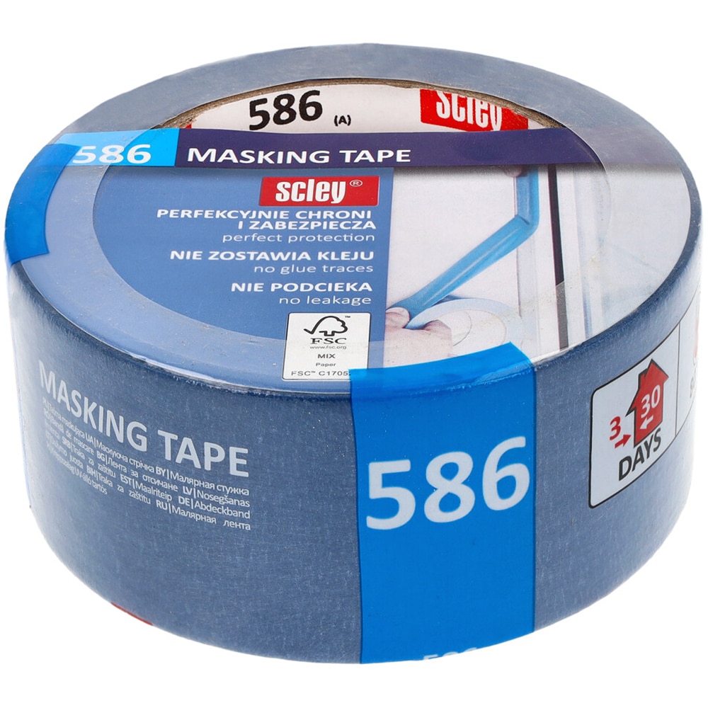 Banda adeziva mascare SCLEY 586 Masking Tape, 48mm x 33m, albastru