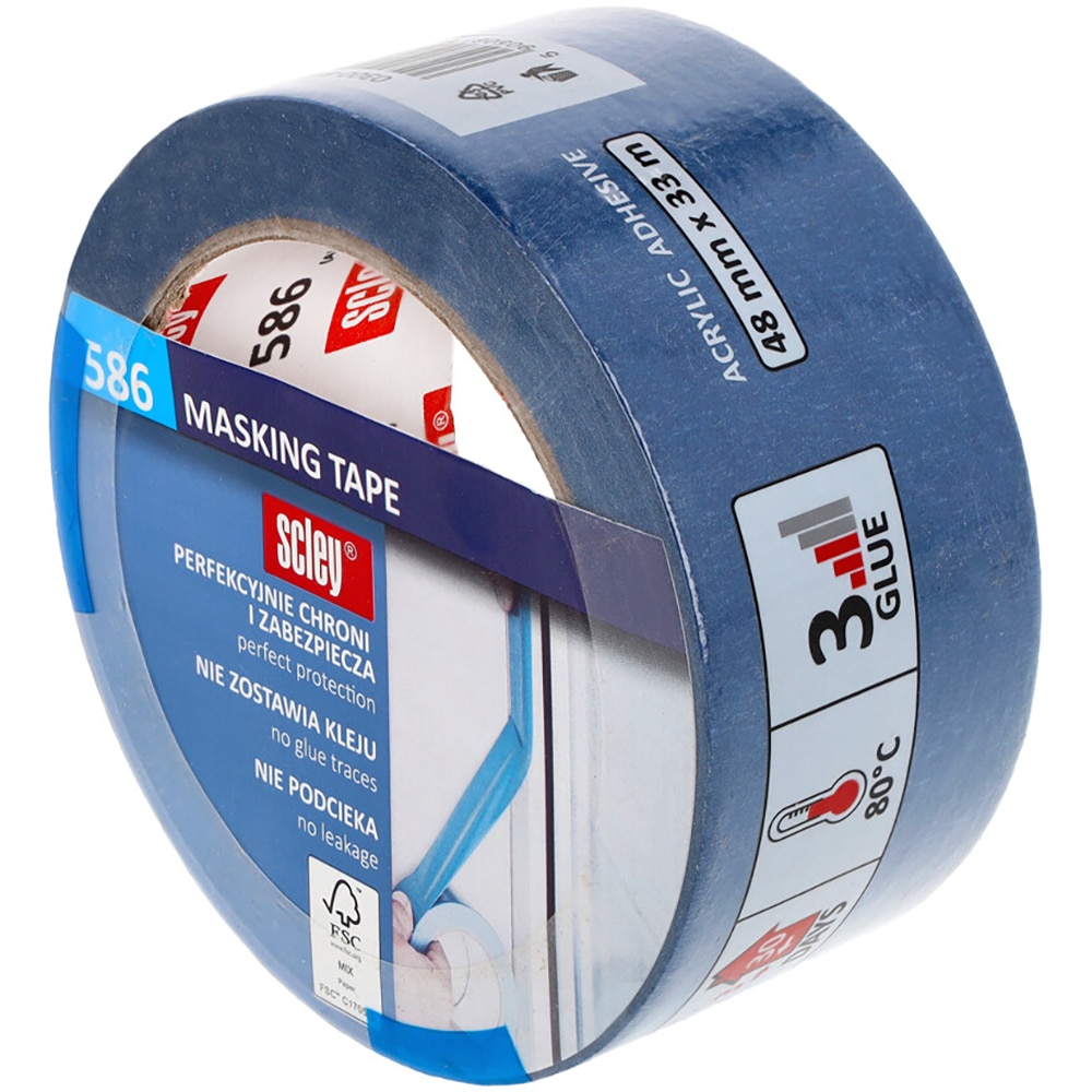 Banda adeziva mascare SCLEY 586 Masking Tape, 48mm x 33m, albastru