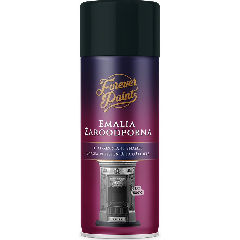 Spray vopsea email termorezistenta Forever Paints, negru mat, 400 ml