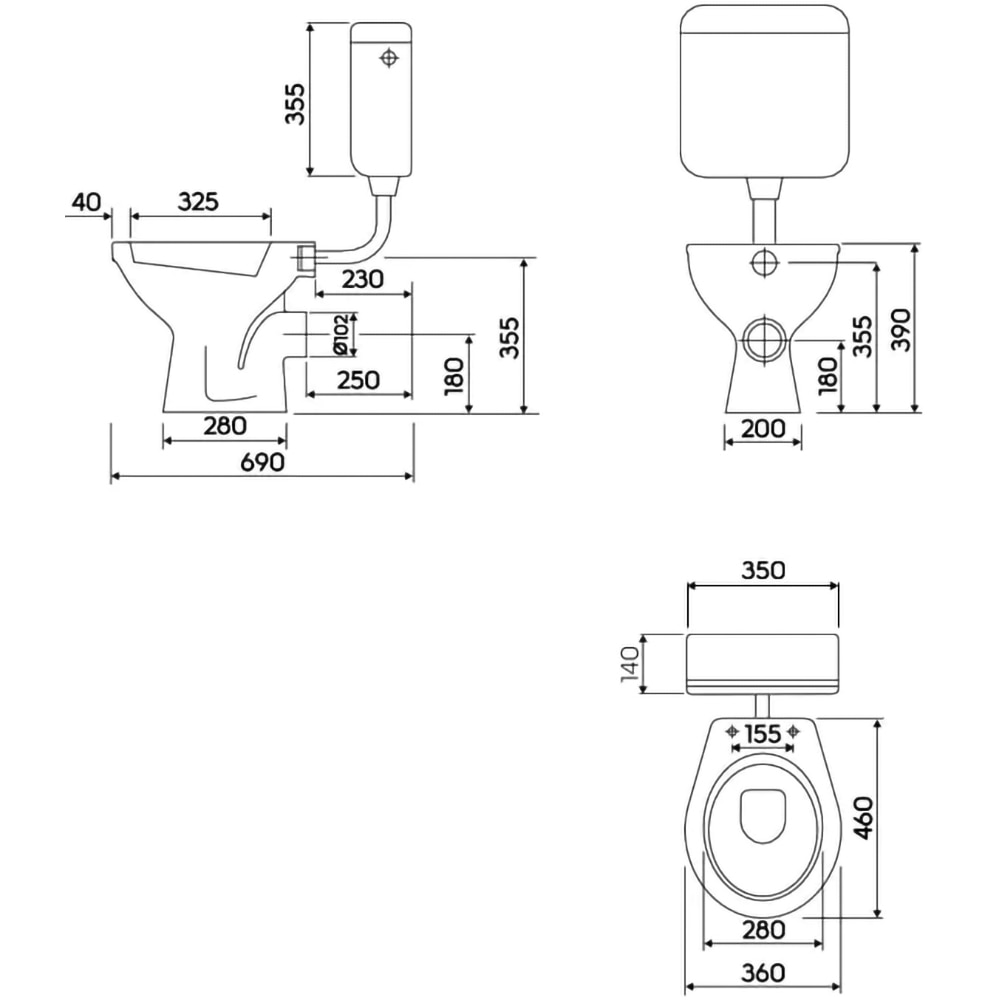 Vas WC KOLO, portelan, montaj pe pardoseala, evacuare orizontala, 36 cm, alb