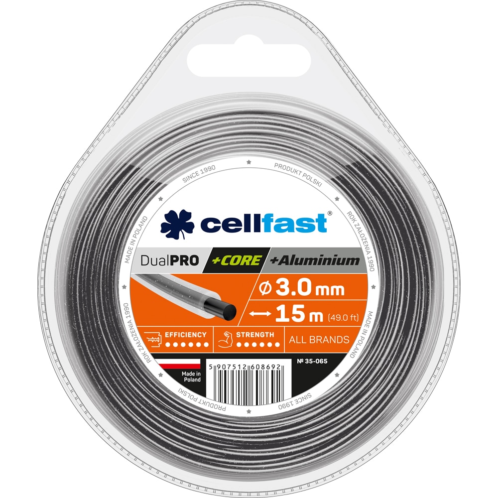 Fir insertie aluminiu trimmer, 3 mm, 15 m, negru