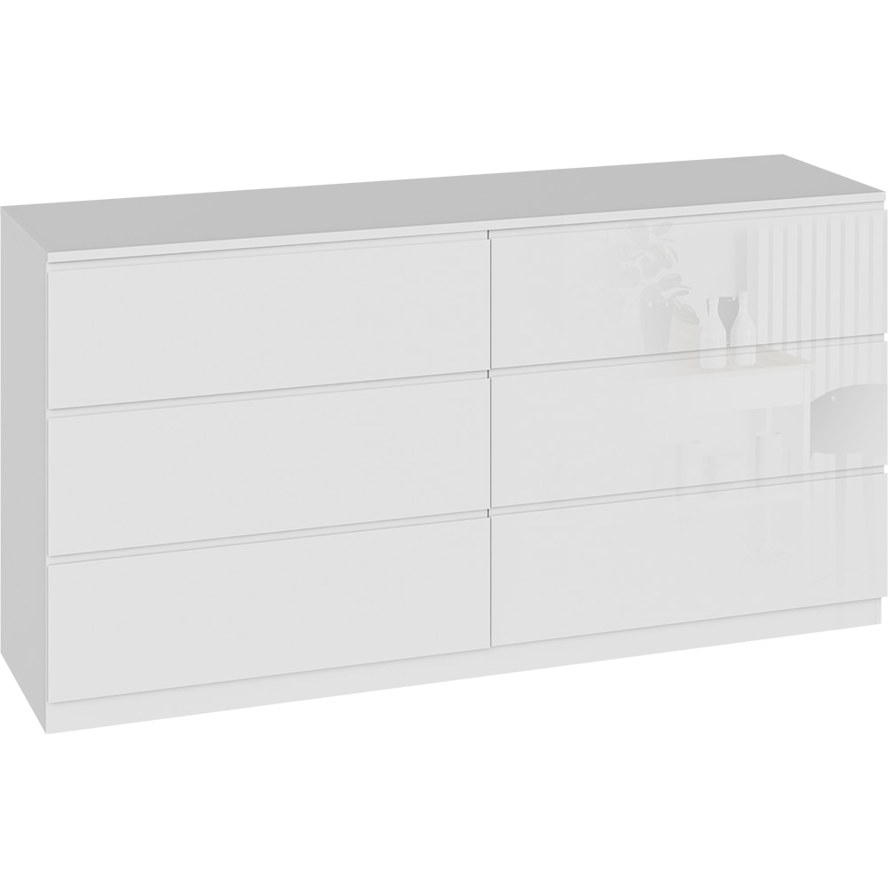 Comoda living BLACK AND WHITE Optimum 01, PAL, 156 x 40 x 80.4 cm, alb lucios