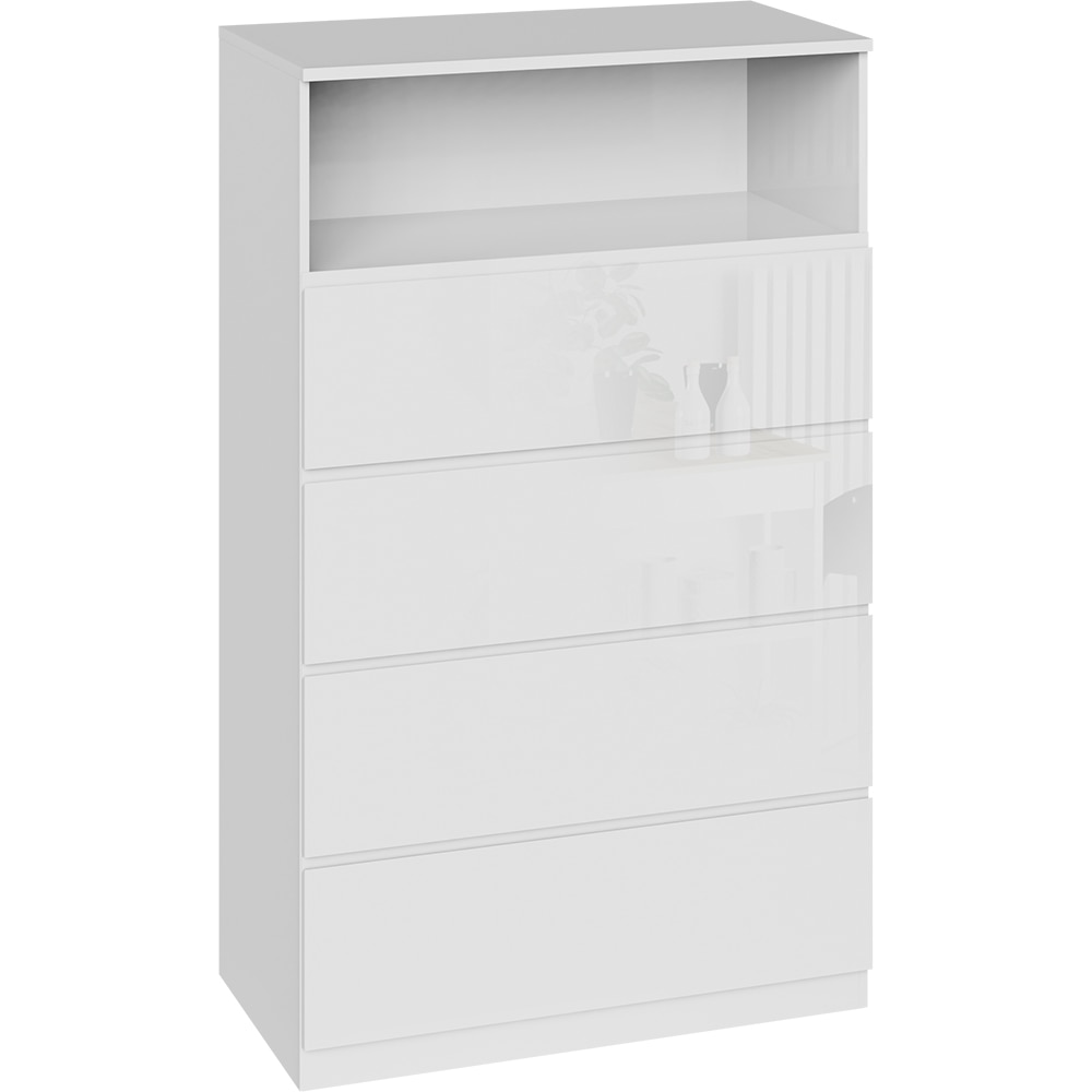 Comoda living BLACK AND WHITE Optimum 04, PAL, 78 x 40 x 128.5 cm, alb lucios