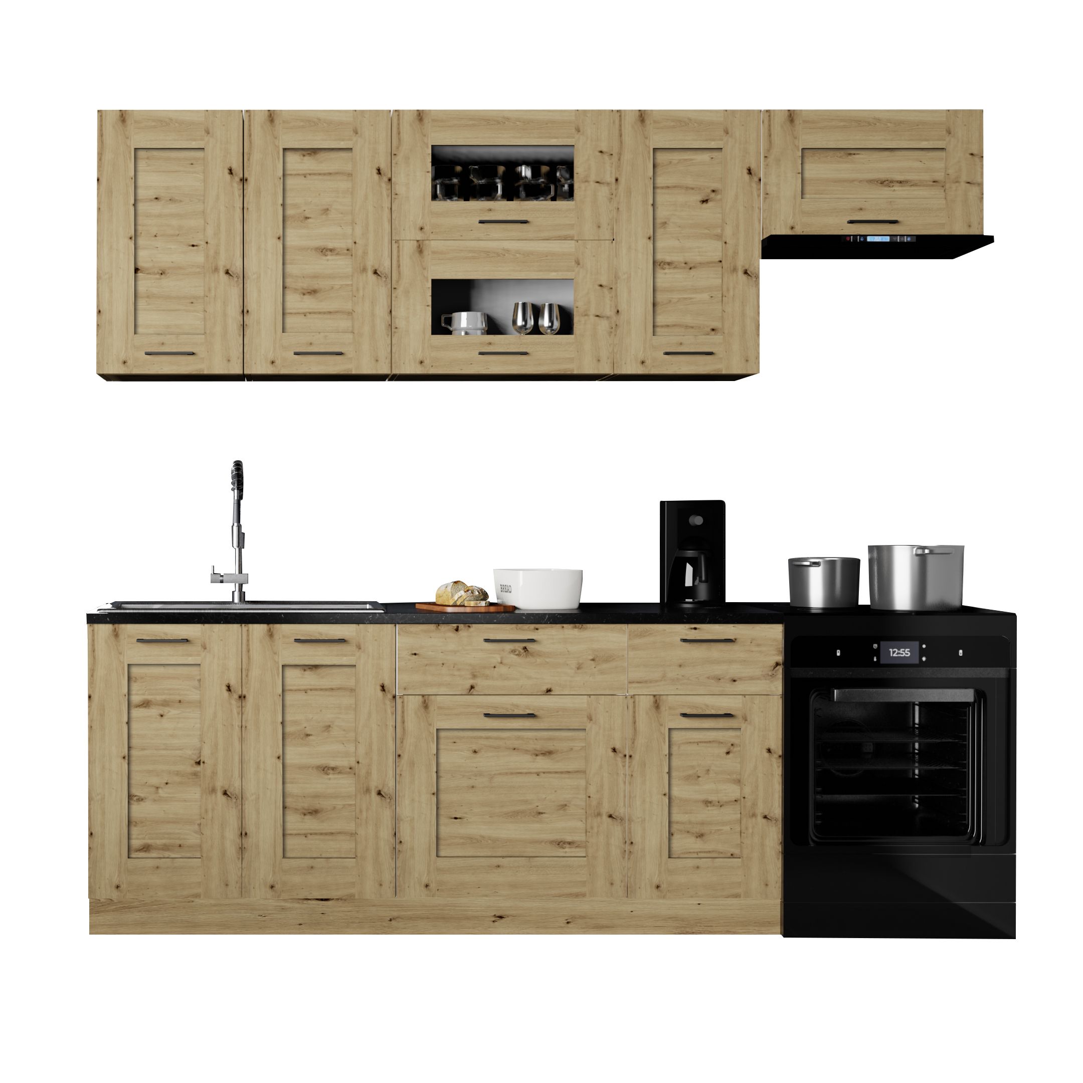 Kit bucatarie, stejar, 240 cm • Jorica