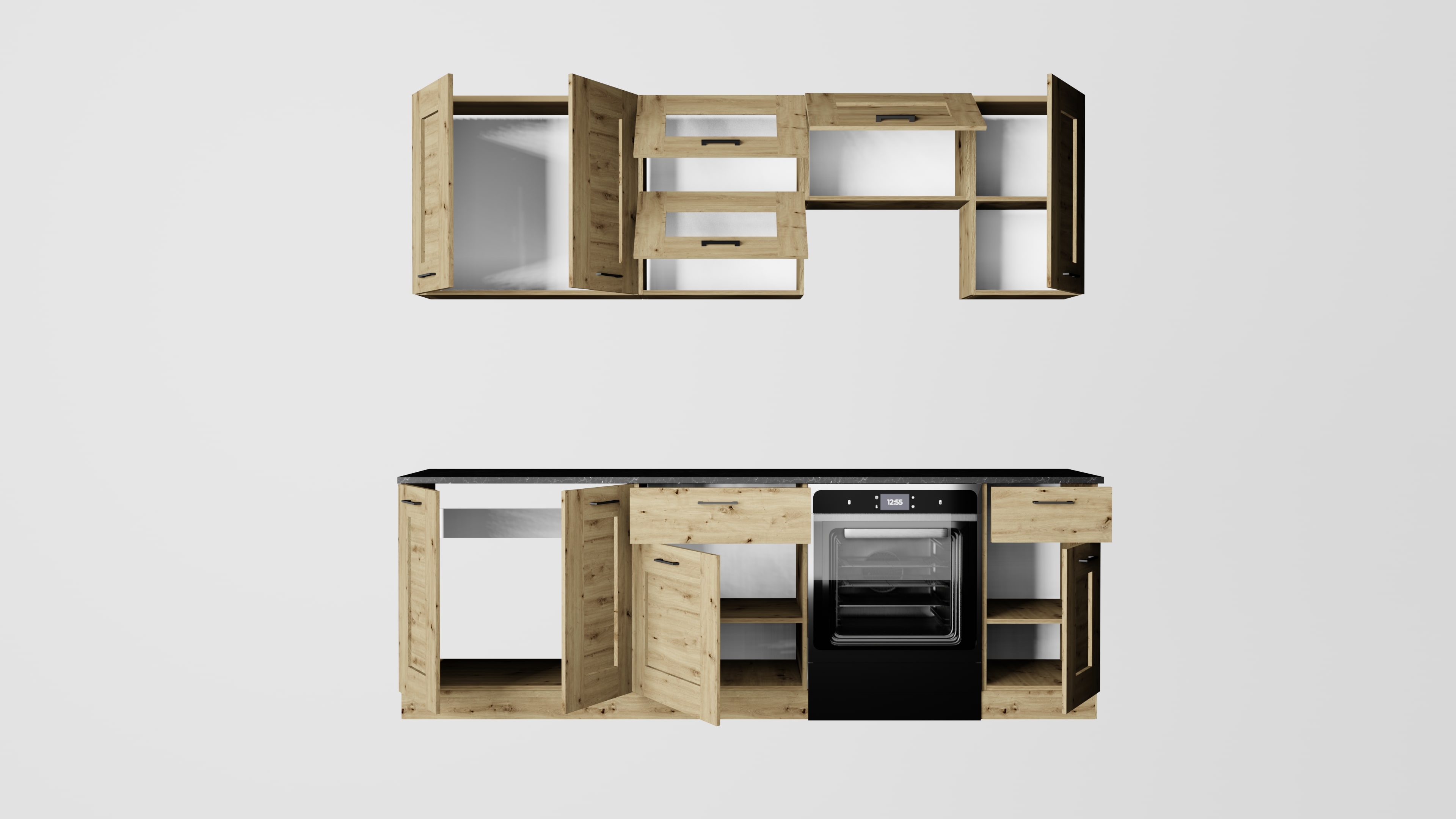 Kit bucatarie, stejar, 240 cm • Jorica