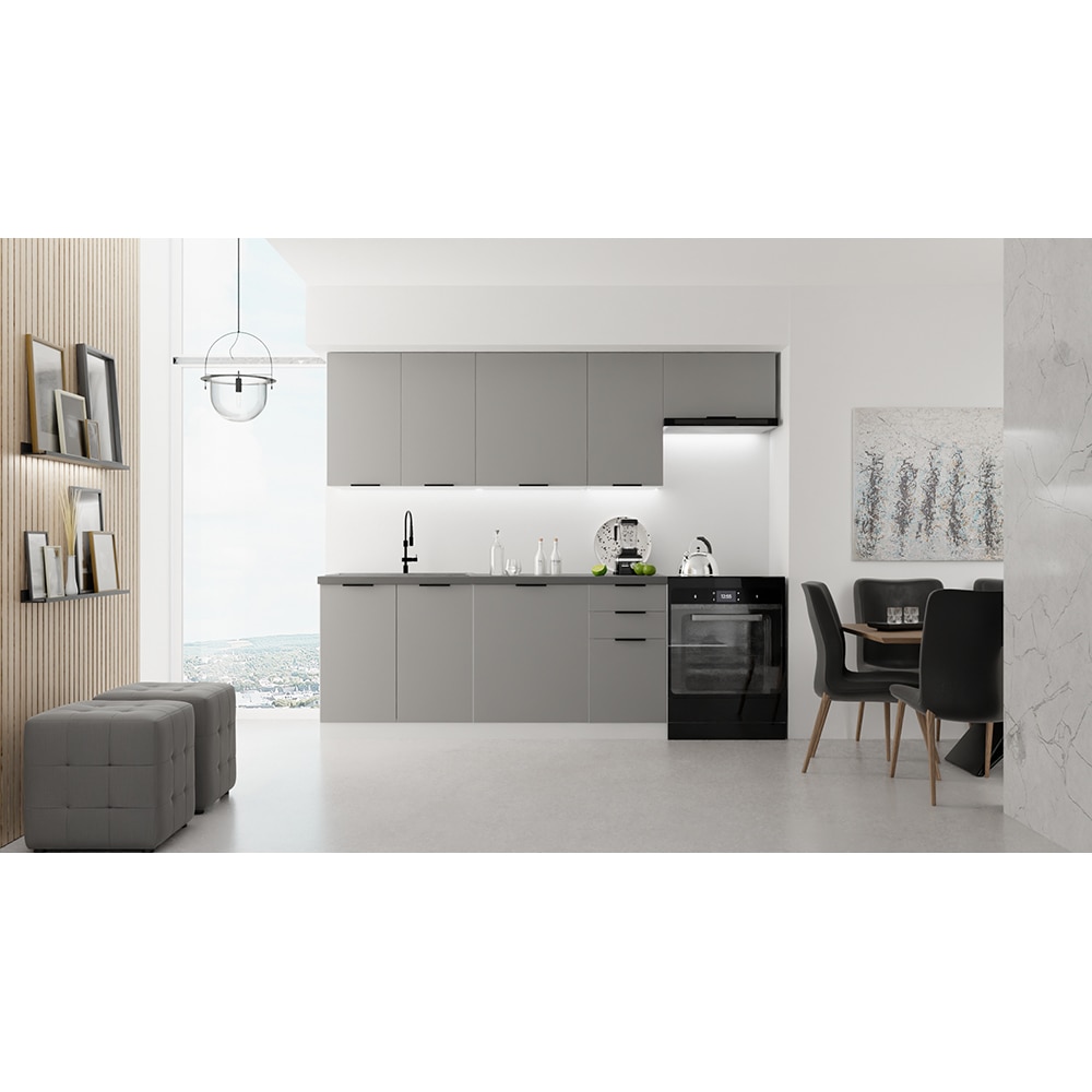 Mobila bucatarie Soul II, PAL, 8 piese, 240 x 60 x 223 cm, gri