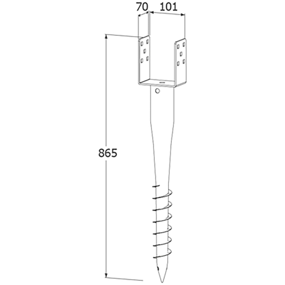 Suport stalp tip U cu surub DMX PWU, 100 x 865 x 1.8 mm