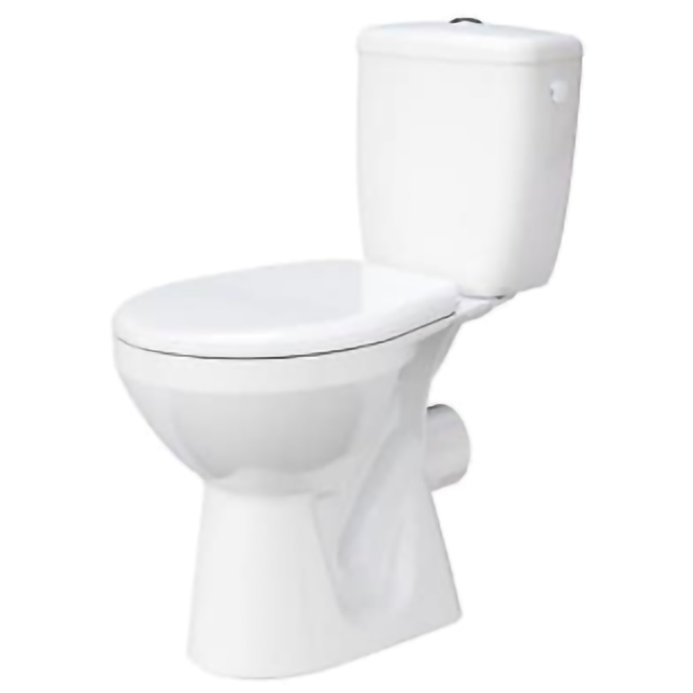 Set vas WC CERSANIT, monobloc, montaj pe pardoseala, evacuare orizontala, rezervor dubla comanda 3/6l, cu capac, alb