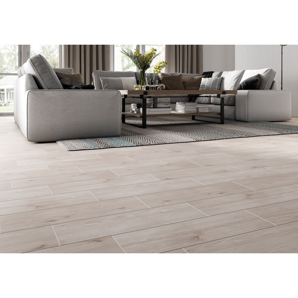Gresie interior/exterior CERSANIT Pinewood Light Grey, 60 x 18.5 cm, 7 mm, 1.0m2/cutie, PEI 3