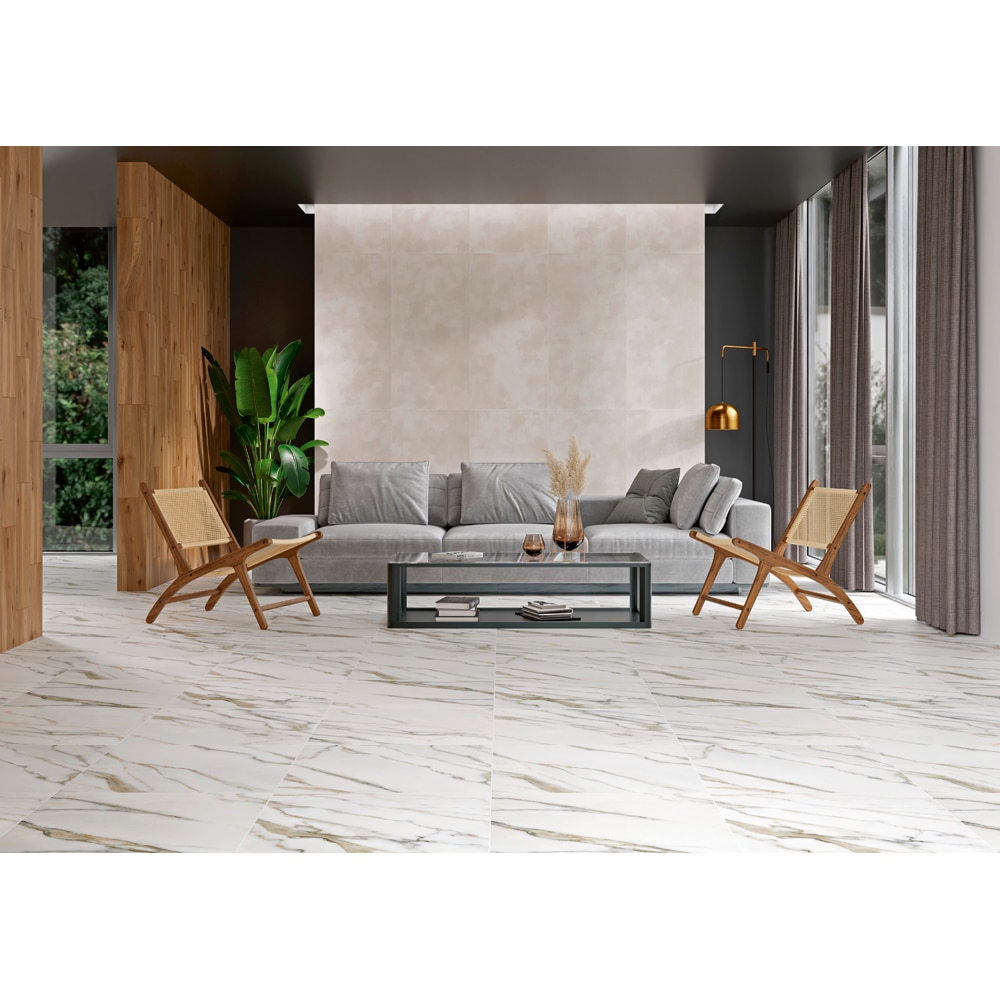 Gresie interior/exterior Cersanit Borgini Gold, 60 x 60 cm, 1.07 mp/cutie, alb