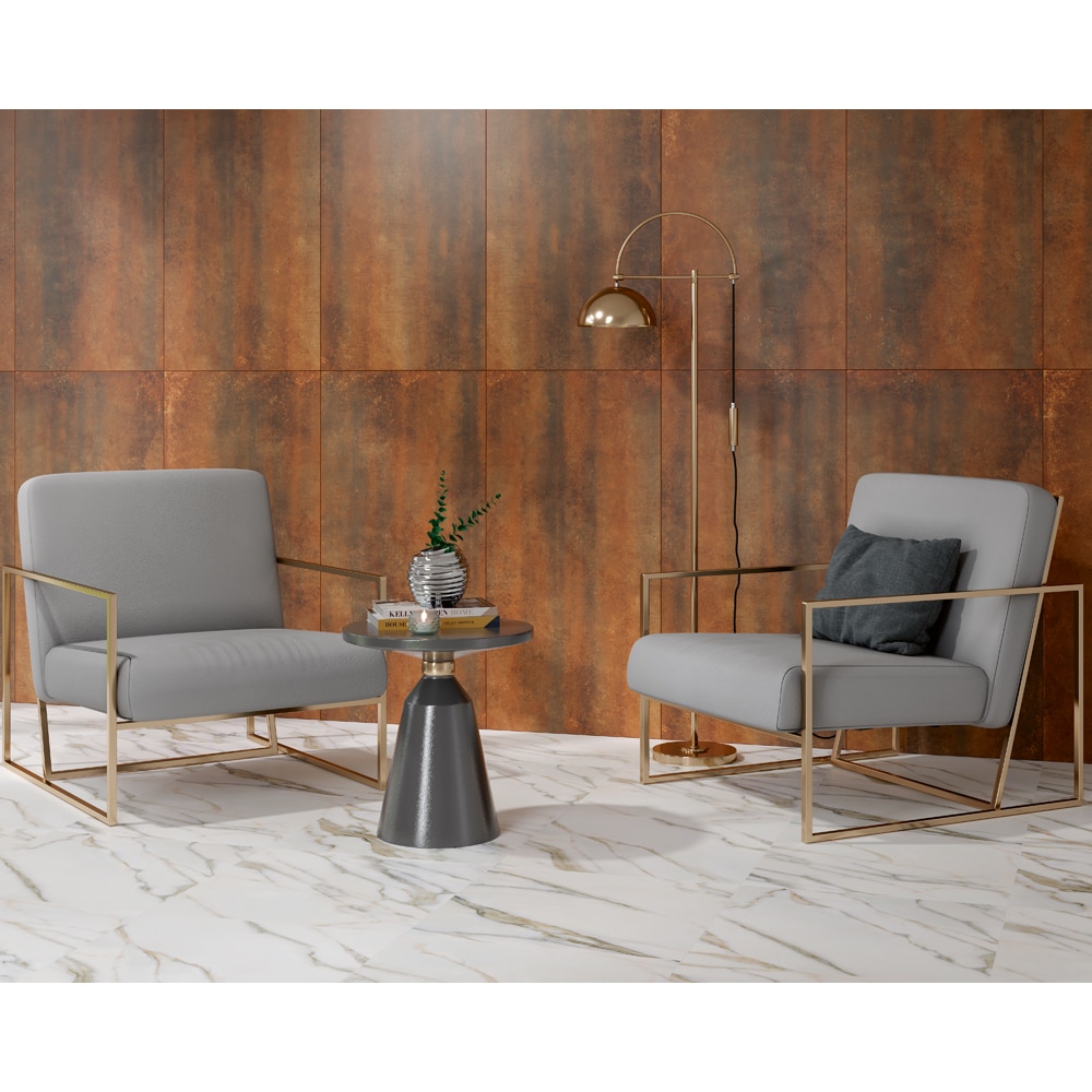 Gresie interior/exterior Cersanit Borgini Gold, 60 x 60 cm, 1.07 mp/cutie, alb