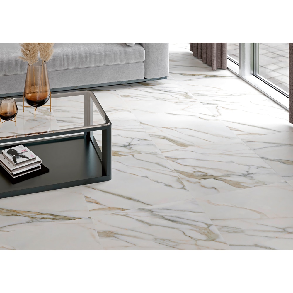 Gresie interior/exterior Cersanit Borgini Gold, 60 x 60 cm, 1.07 mp/cutie, alb