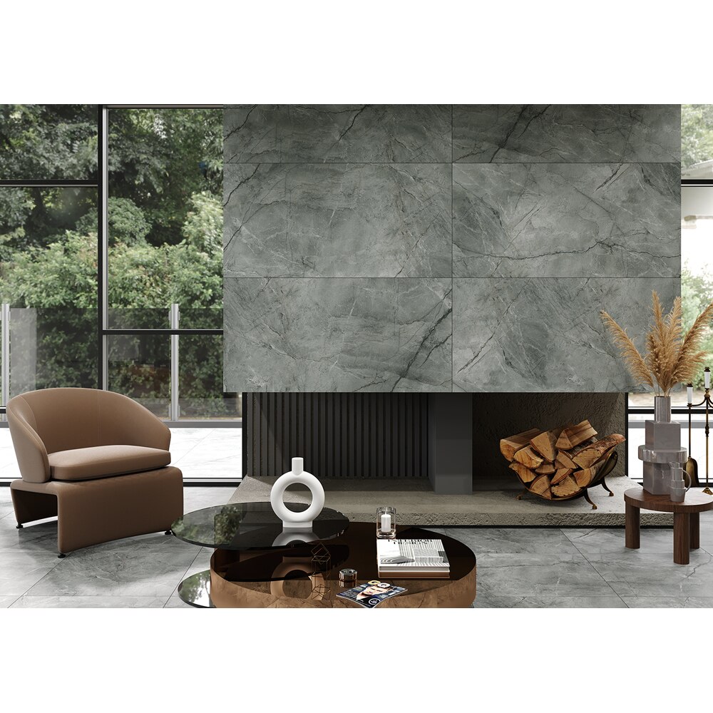 Gresie interior/exterior CERSANIT Silver Heels Graphite Matt, 59.8 x 119.8 cm, 8 mm, 1.43m2/cutie, PEI 3