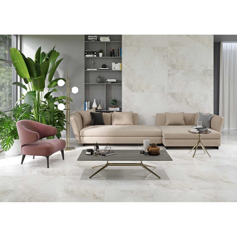 Gresie interior/exterior CERSANIT Randy Cream Satin Rect, 59.8 x 119.8 cm, 8 mm, 1.43m2/cutie, PEI 5