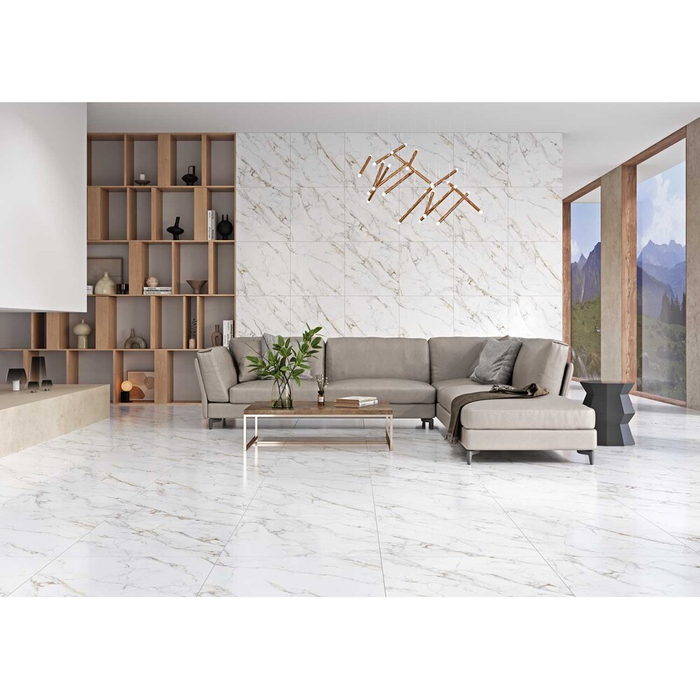 Gresie interior/exterior CERSANIT Lumina Gold Satin Rect, 59.8 x 119.8 cm, 8 mm, 1.43m2/cutie, PEI 5