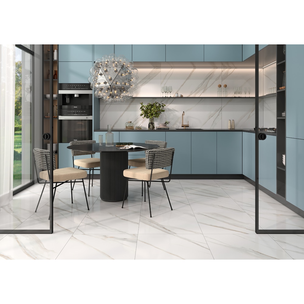 Gresie interior/exterior CERSANIT Moonstone White Satin Rect, 59.8 x 119.8 cm, 8 mm, 1.43m2/cutie, PEI 5