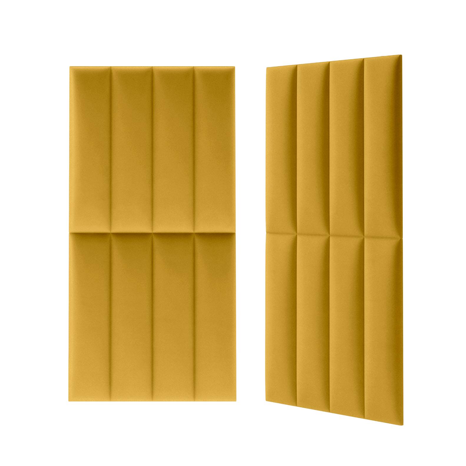 Panou tapitat, galben mustar, dreptunghi ingust, 60 x 15 cm