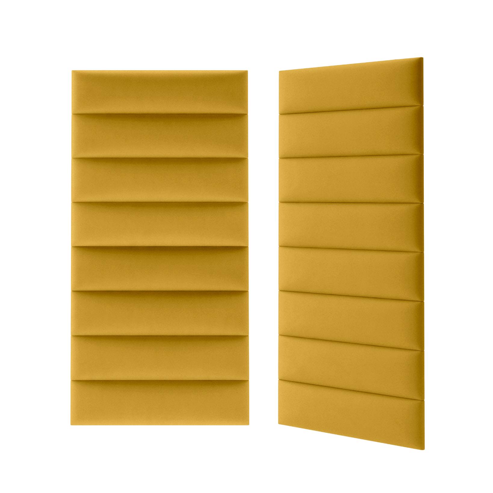 Panou tapitat, galben mustar, dreptunghi ingust, 60 x 15 cm