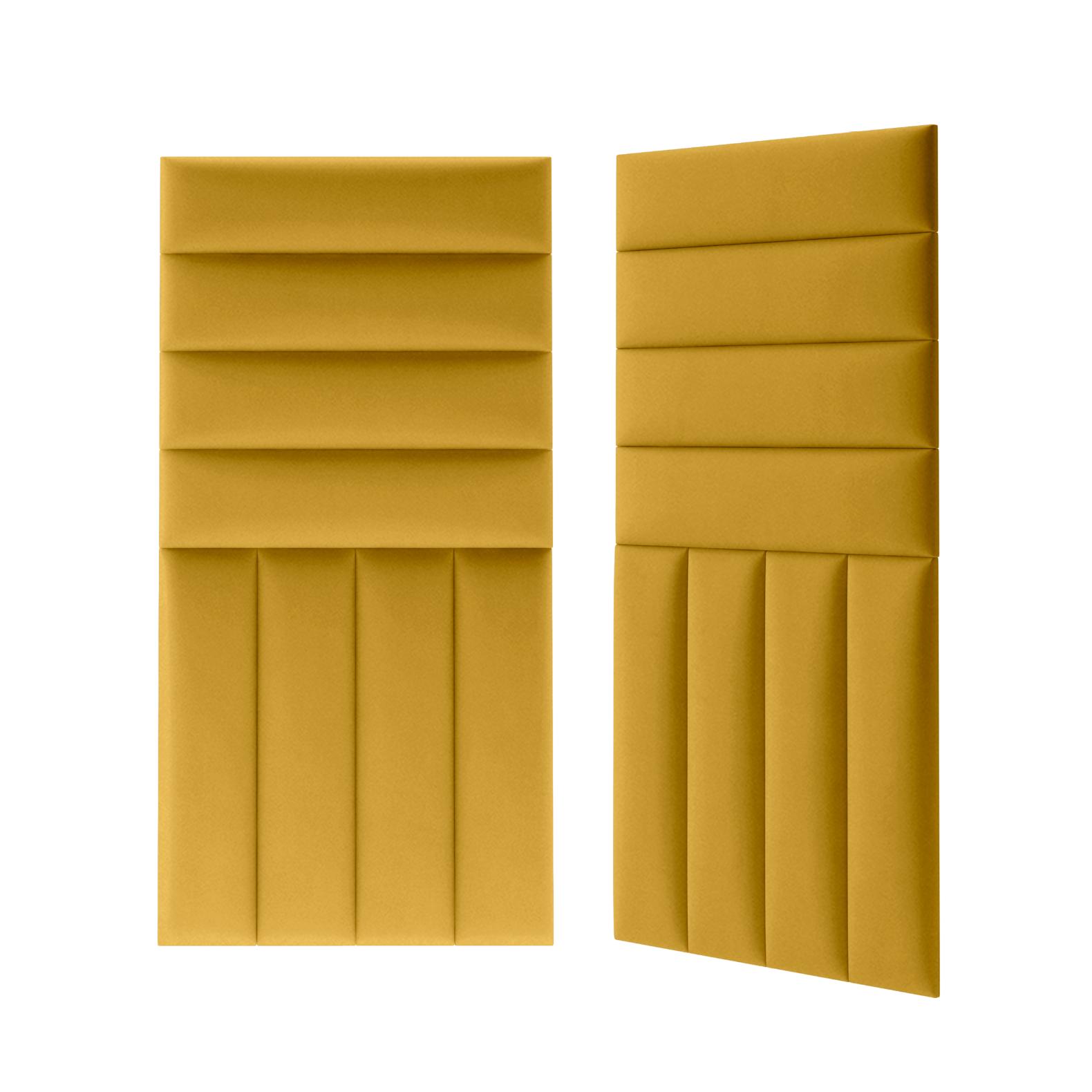 Panou tapitat, galben mustar, dreptunghi ingust, 60 x 15 cm