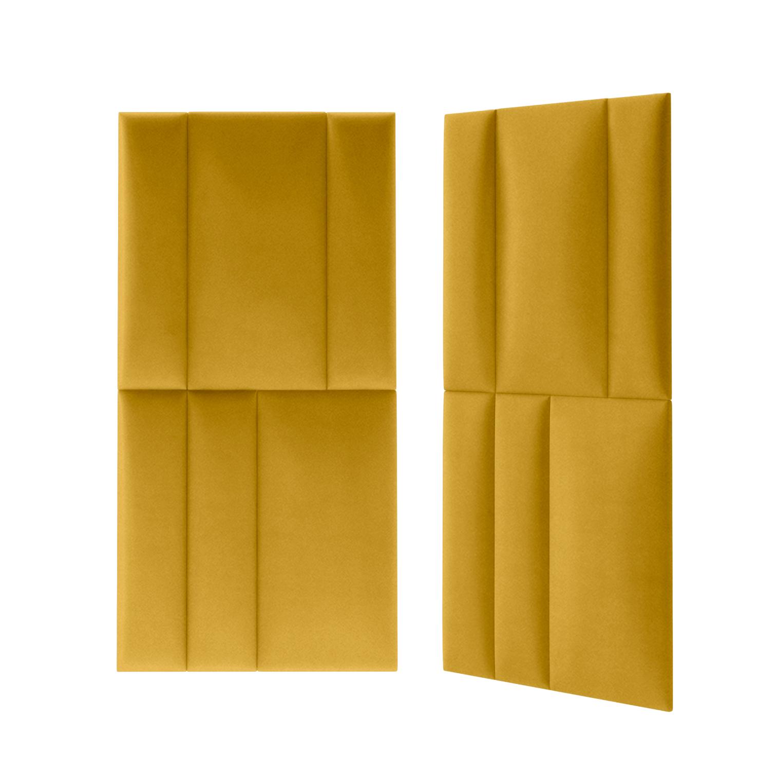 Panou tapitat, galben mustar, dreptunghi ingust, 60 x 15 cm