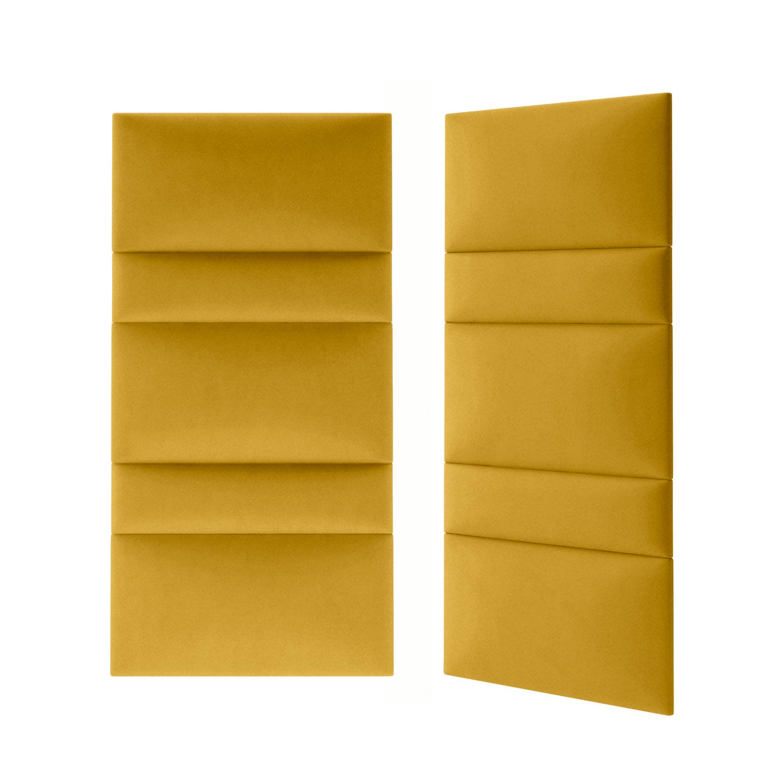 Panou tapitat, galben mustar, dreptunghi ingust, 60 x 15 cm