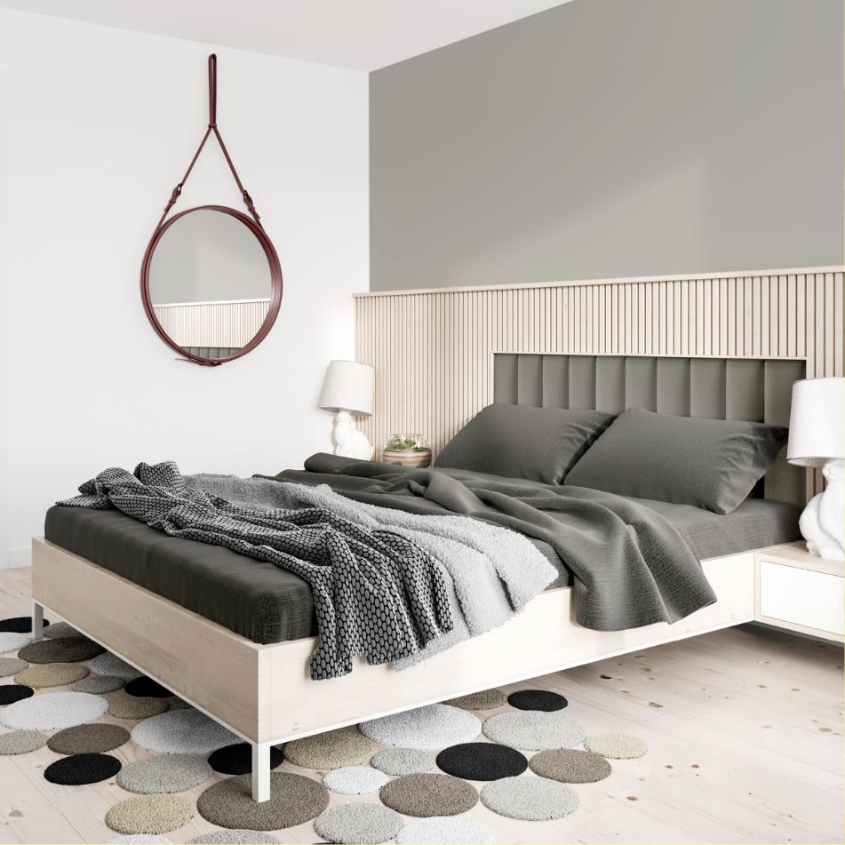 Panou tapitat, gri, dreptunghi ingust, 60 x 15 cm