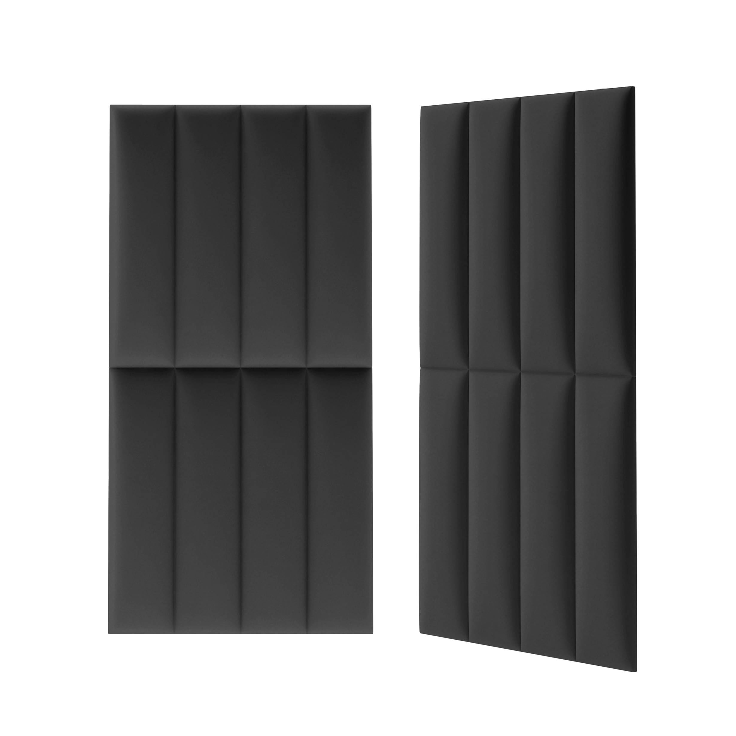 Panou tapitat, negru, dreptunghi ingust, 60 x 15 cm