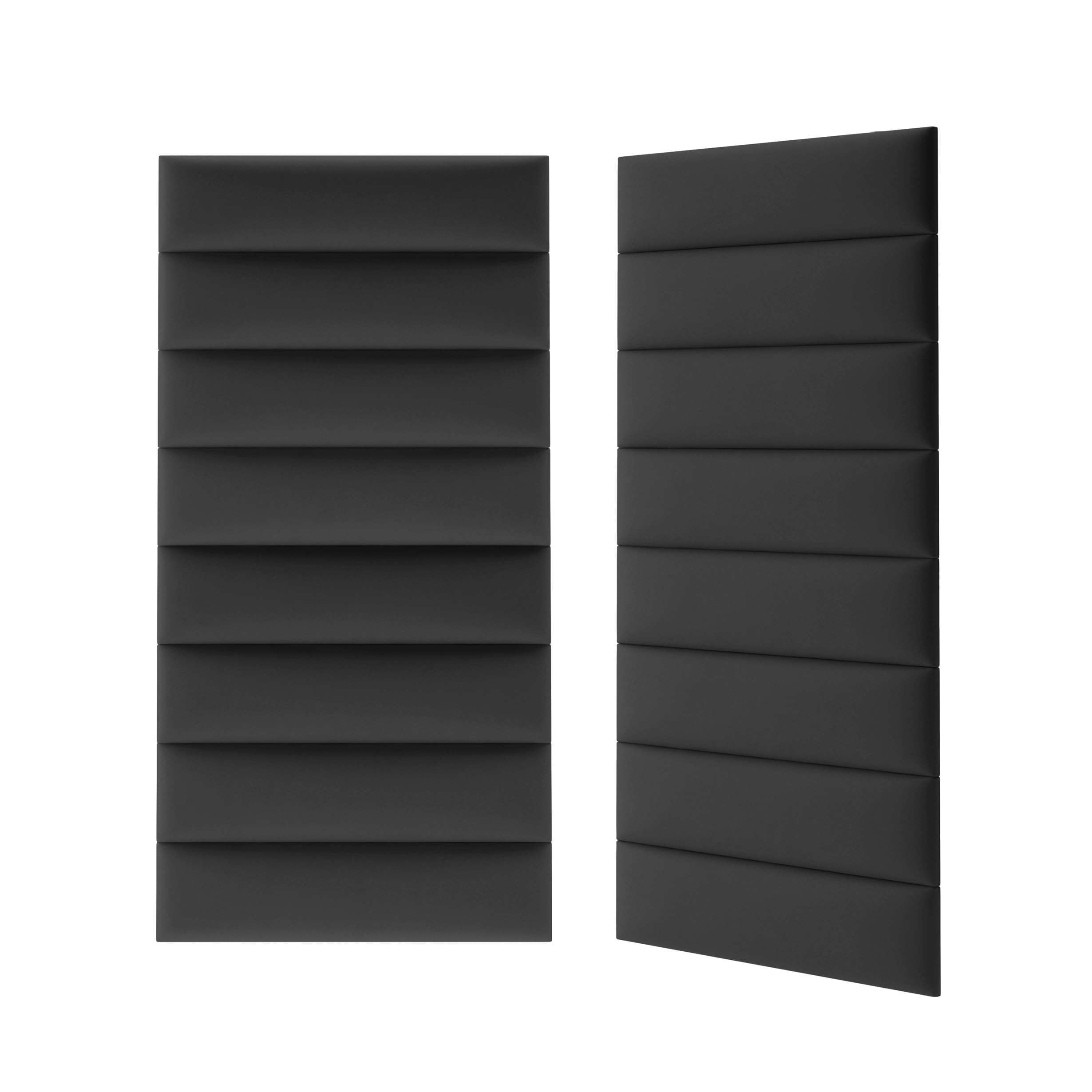 Panou tapitat, negru, dreptunghi ingust, 60 x 15 cm