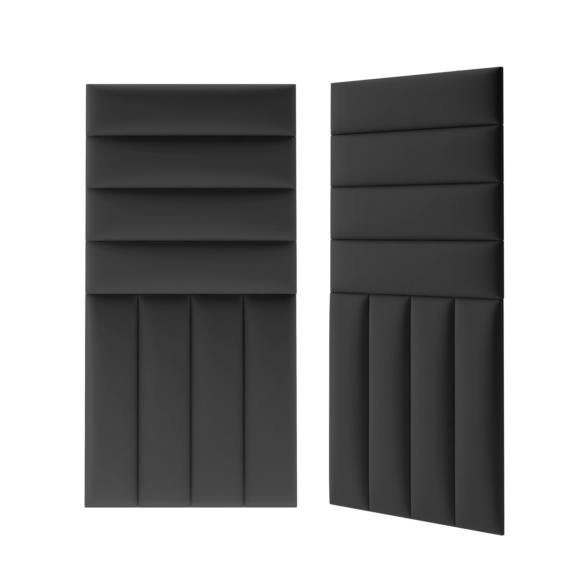 Panou tapitat, negru, dreptunghi ingust, 60 x 15 cm