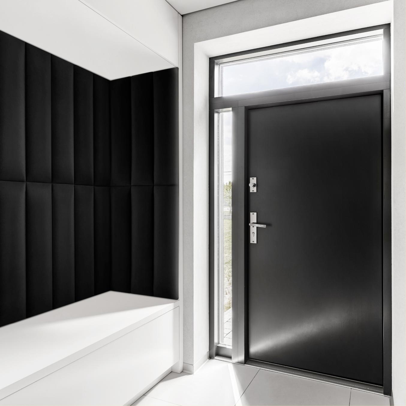 Panou tapitat, negru, dreptunghi ingust, 60 x 15 cm