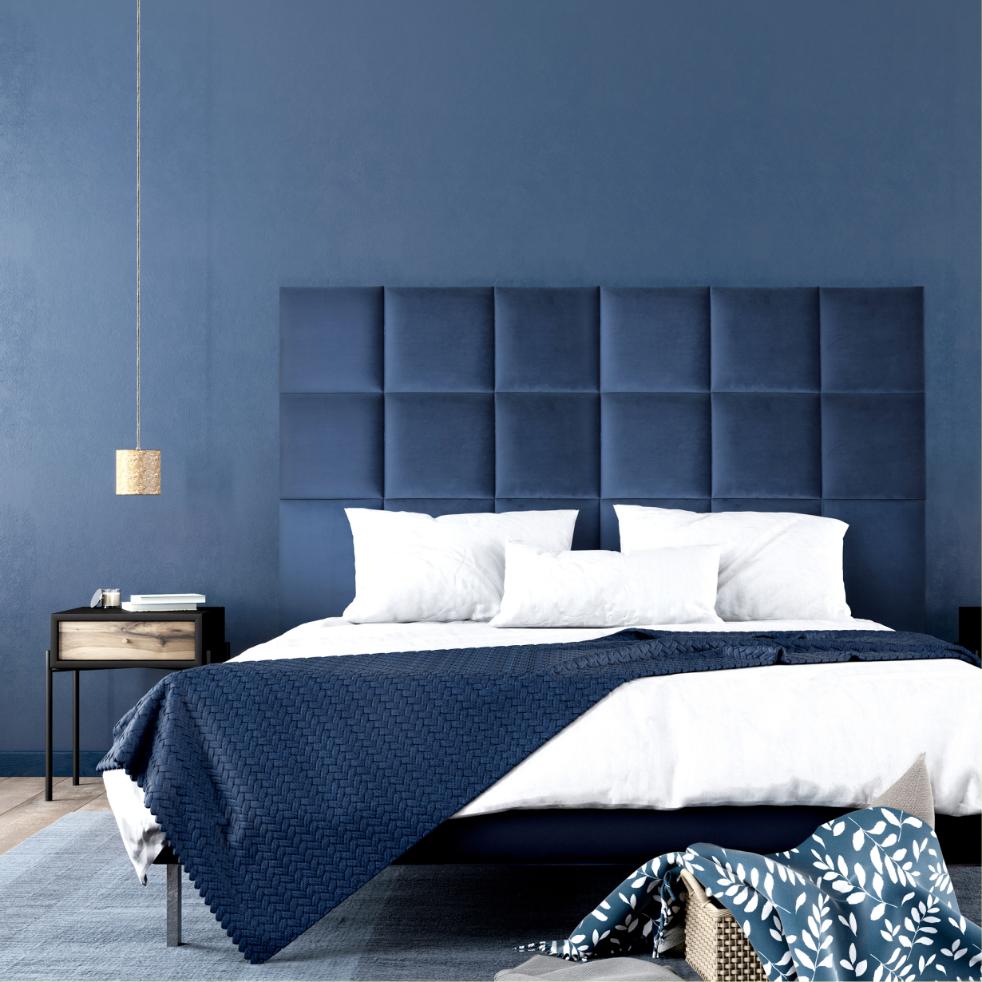 Panou tapitat, albastru, patrat, 30 x 30 cm