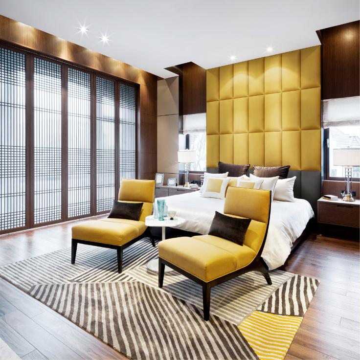 Panou tapitat, galben mustar, dreptunghi, 60 x 30 cm