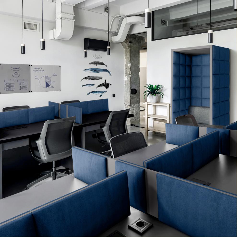 Panou tapitat, albastru, dreptunghi, 60 X 30 cm