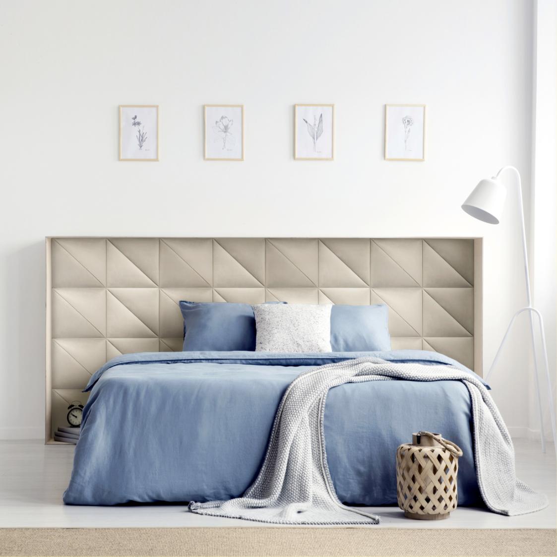 Panou tapitat, bej, triunghi, 30 x 30 cm