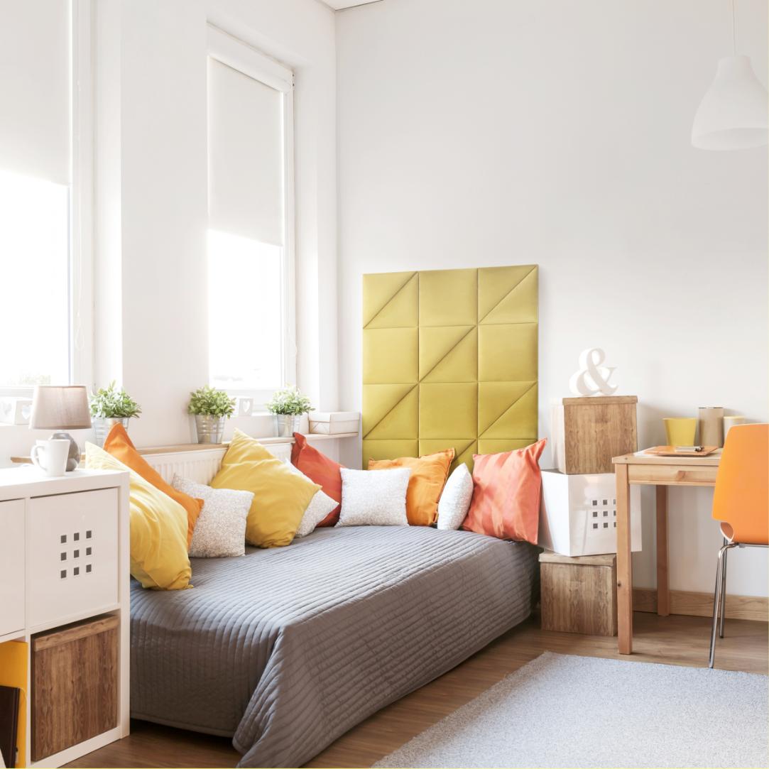 Panou tapitat, galben mustar, triunghi, 30 cm