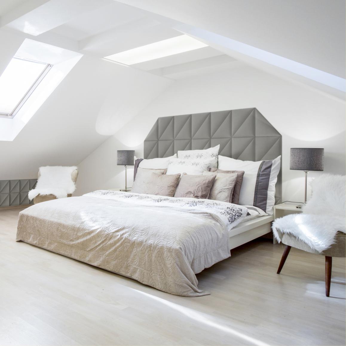 Panou tapitat, gri, triunghi, 30 cm