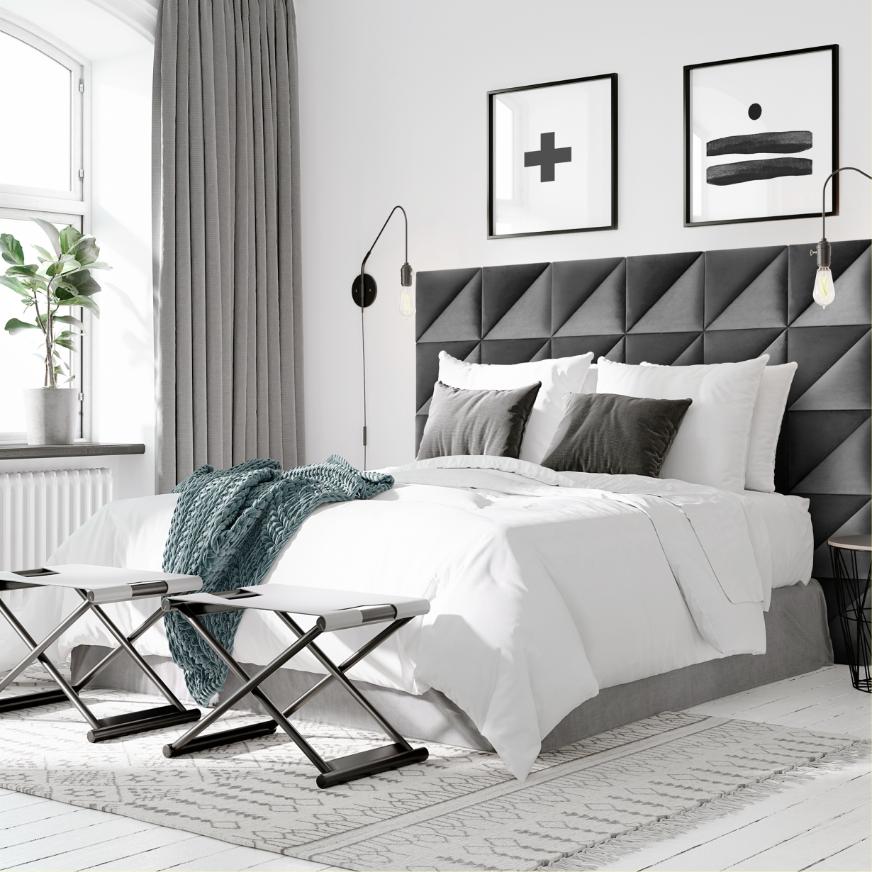 Panou tapitat, negru, triunghi, 30 cm