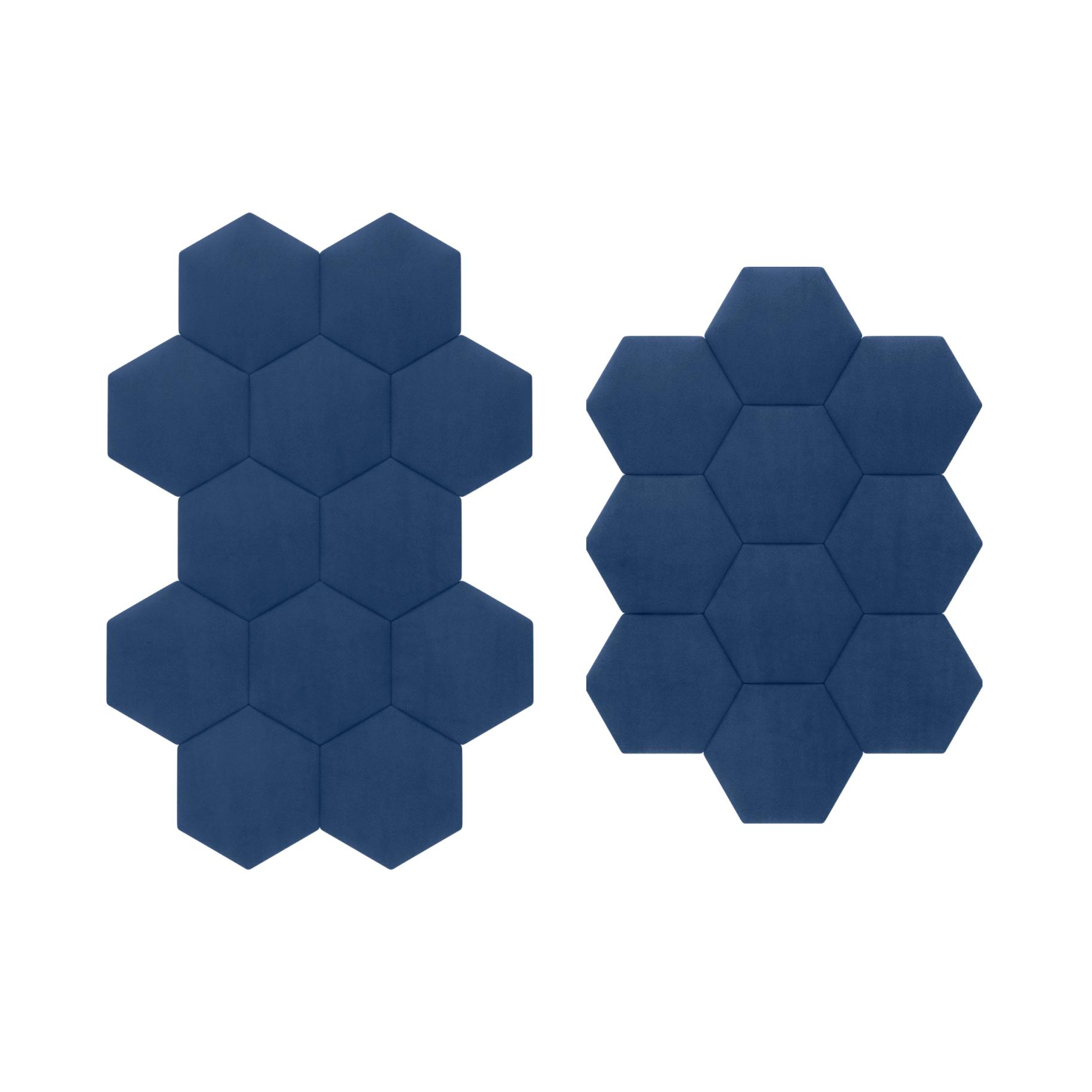 Panou tapitat, albastru, hexagon, 17 cm