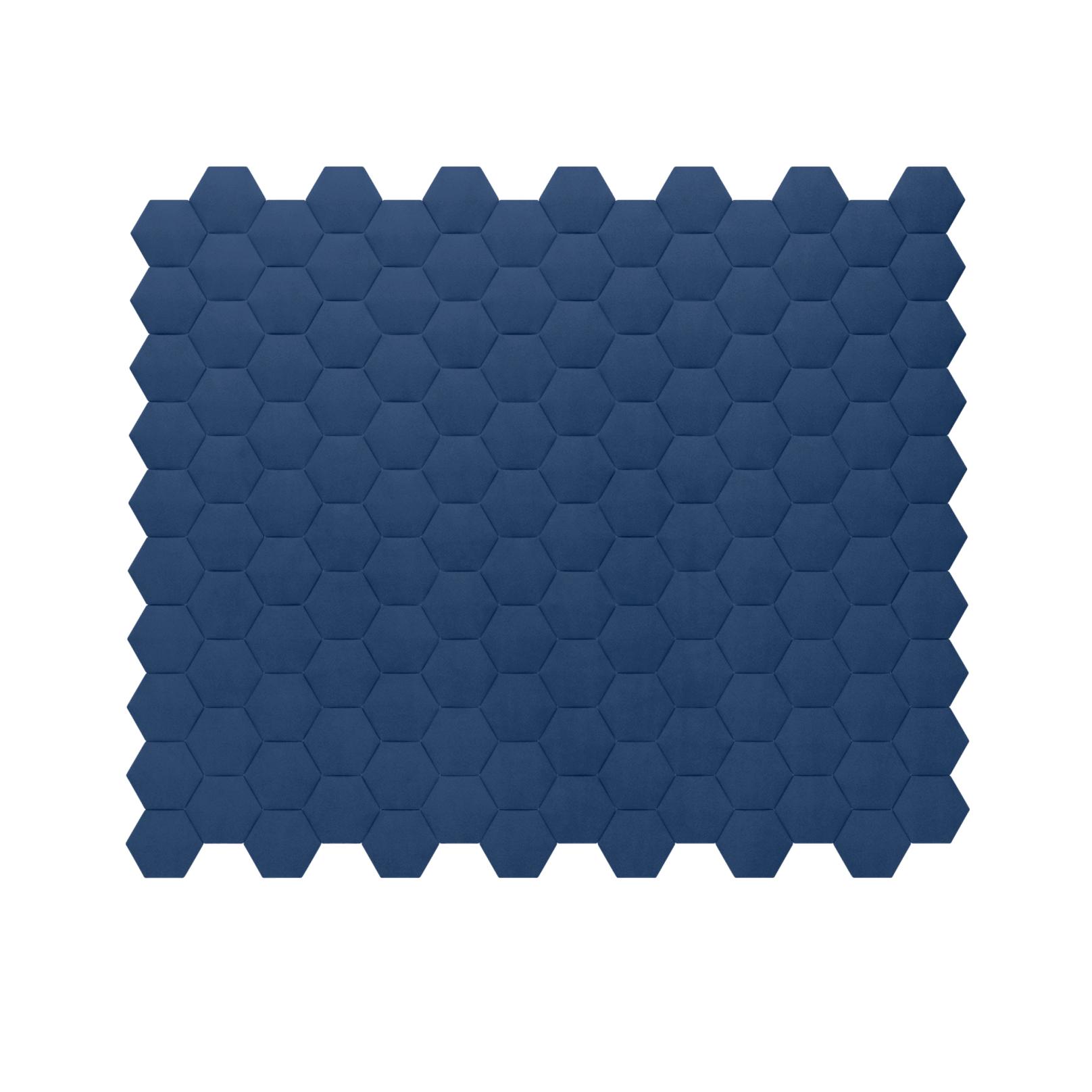 Panou tapitat, albastru, hexagon, 17 cm